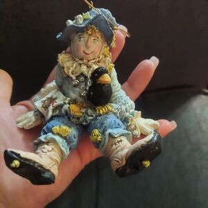 Whimsical Blue Scarecrow Ornament